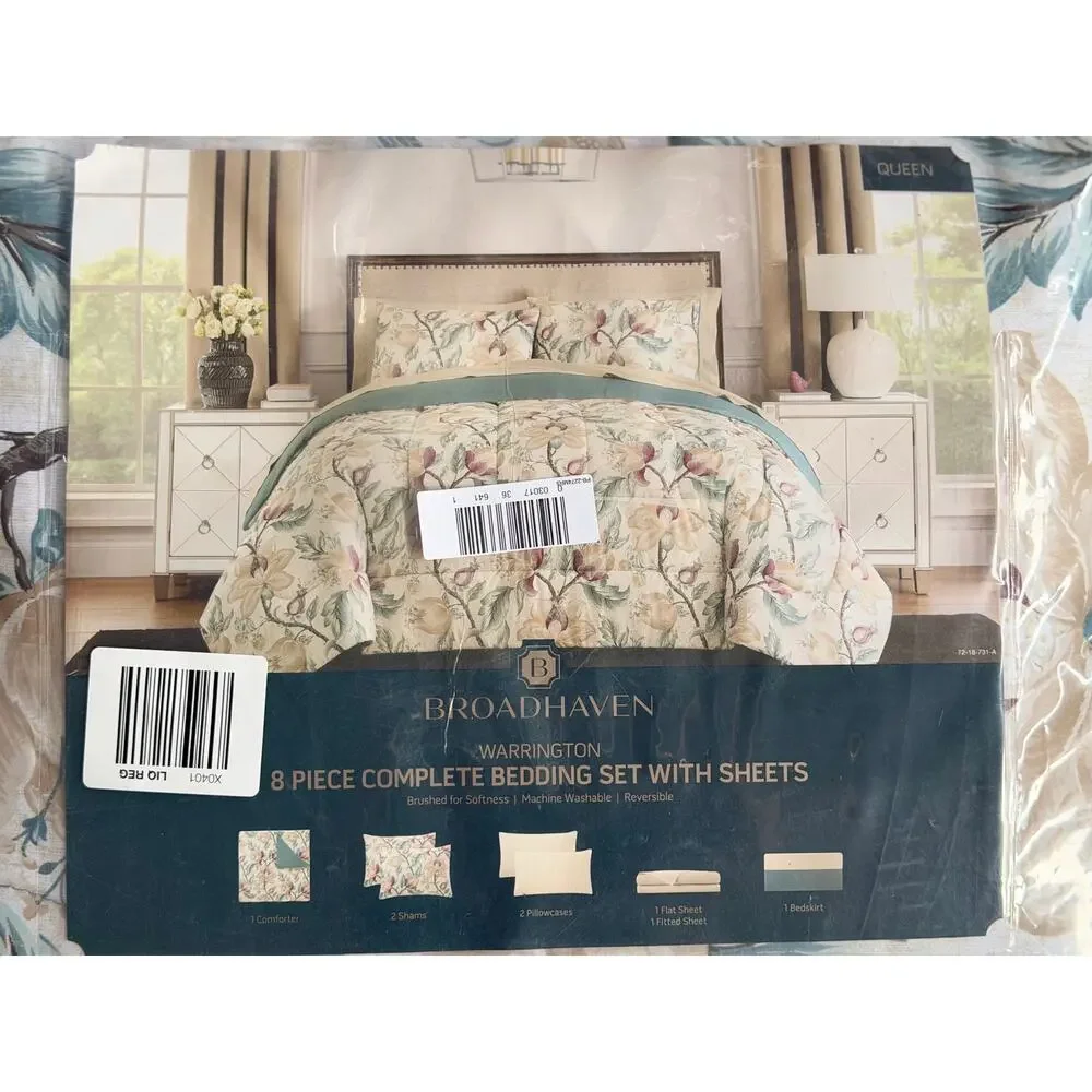 NEW! Broadhaven Warrington 8PC Complete Bedding Set with Sheets Queen